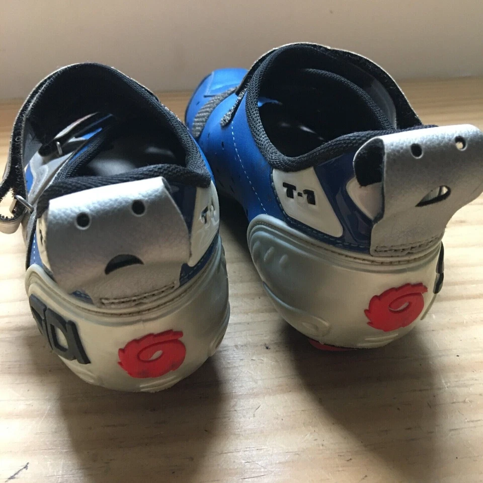 SiDI T-1 Велоспорт Триатлон Велосипед Дорожные Туфли Вентилируемая Кожа Синий Серебристый Размер 41 - Изображение 4 из 4