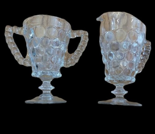 Westmoreland Thousand Eye Footed Tall Sugar Creamer Set Crystal