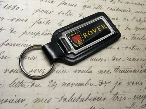 ROVER PRINTED BLACK LEATHER KEY RING FOB OBLONG 200 400
