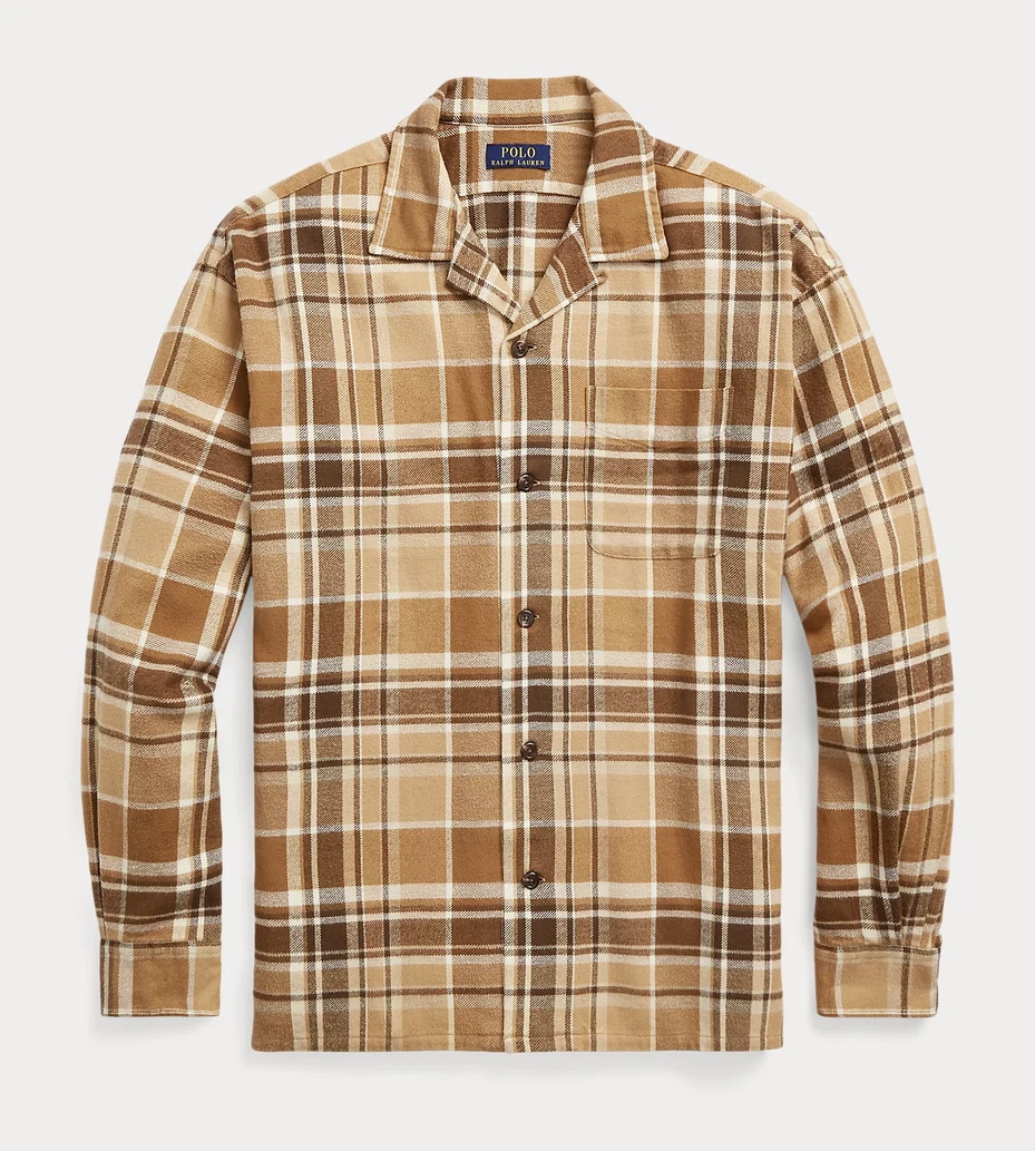 NEW MEN'S XXL POLO RALPH LAUREN 90S BIG FIT BRUSHED PLAID FLANNEL CAMP SHIRT