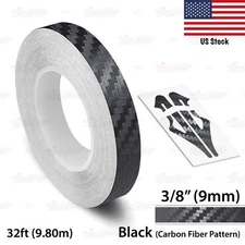 3/8" Roll Vinyl Pinstriping Pin Stripe Line Tape Sticker 9mm CARBON FIBER BLACK