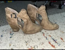 Tan Suede 'Not Rated' Heel Boots Size 8