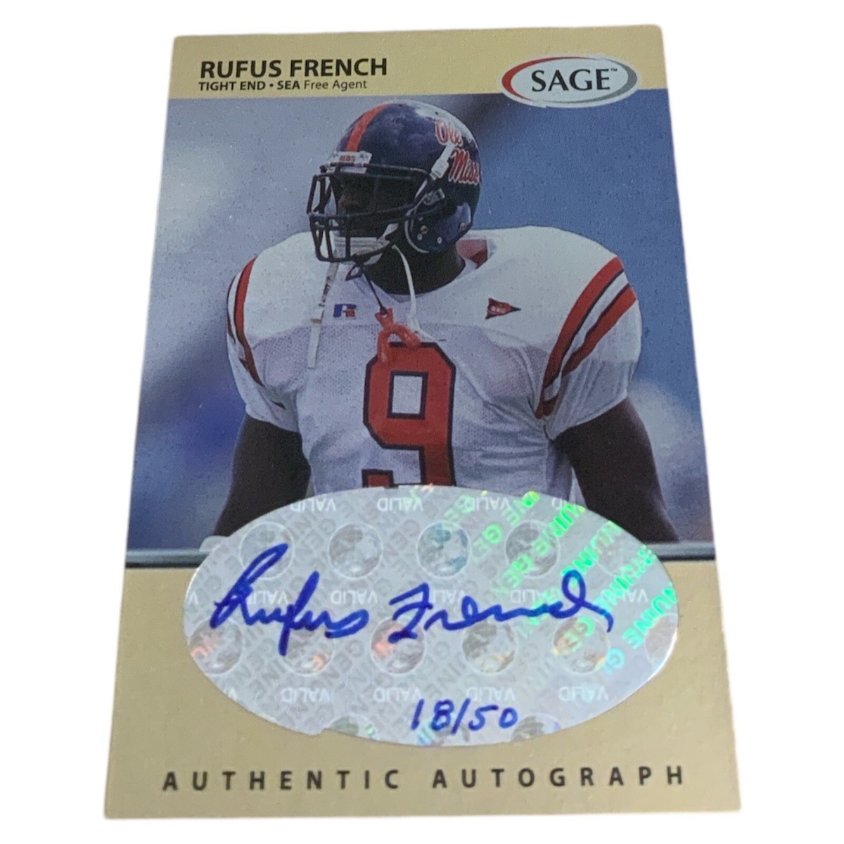 1999 Sage Autograph Platinum#A19 Rufus French Ole Miss Rebels #'d