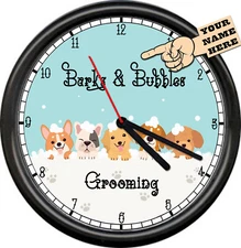 NEW Personalized Gift Dog Grooming Pet Store Groomer Wash Bath Sign Wall Clock