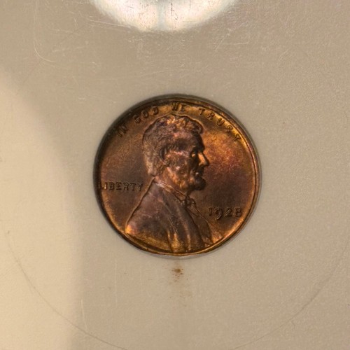 MS65RB 1928 1C Lincoln Wheat Cent, ANACS Old Soapbox Holder- Red/Purple Toned - Picture 8 of 12