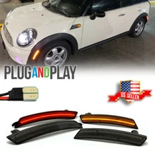 4PCS Smoked For MINI COOPER R55 R56 R57 R58 R60 R61 LED Side Marker Light Amber