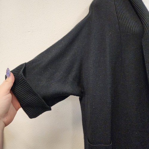 Tahari Strickjacke Pullover M schwarz vorne offen entspannt kuschelig adrett akademisch Taschen - Bild 3 von 9