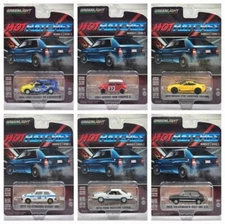 GREENLIGHT COLLECTIBLES HOT HATCHES S2 COMPLETE SET OF 6 VEHICLES RUBBER TIRES!
