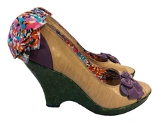 POETIC LICENSE Cutie Pie Sandstone Flower Bow Back Womens Shoe sz EU 40.5 US 9.5