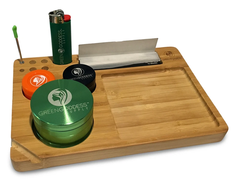 Bamboo Rolling Tray (9" x 6") - Green Goddess Supply - Image 3 of 3