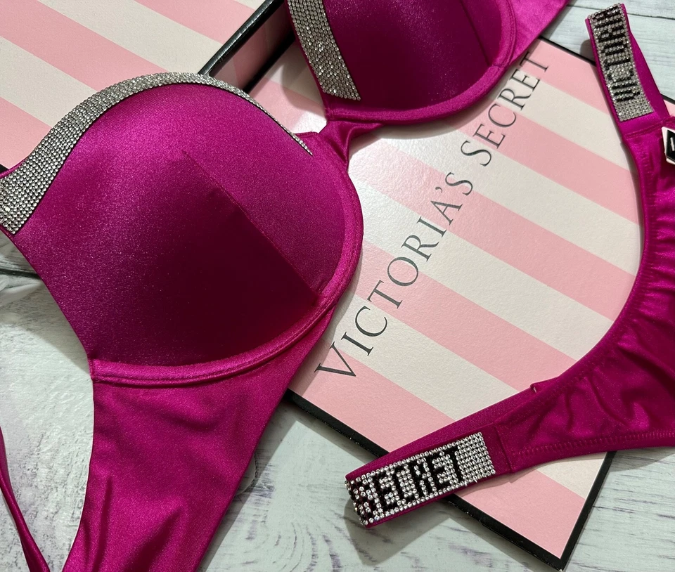 Victoria's Secret Swim Très Sexy Set Tangas Push-Up Brillant Rose - Photo 3/4