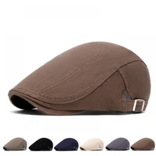 Men Cotton Gatsby Ivy Duckbill Flat Adjustable Hat Golf Newsboy Driver Beret Cap