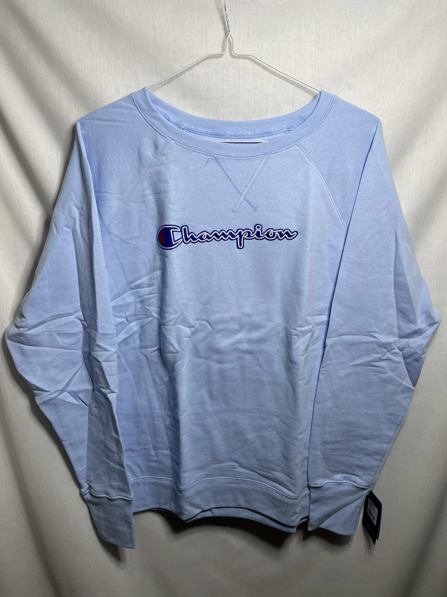 Champion Womens Extra Large Pullover Sweater Ocean Front Fleece Baby Blue
