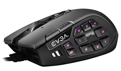 NEW EVGA X15 MMO Gaming Mouse Wired 904-W1-15BK-KR 16,000DPI 20 Buttons - Black