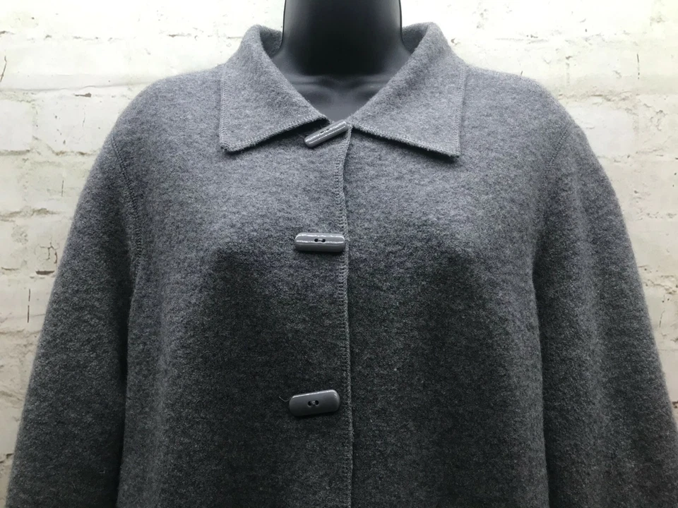 Chaqueta suéter gris cuello botón delantero talla grande cárdigan Foto 2 de 4