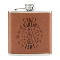 Crazy Violine Lady Stars 170Ml Pu-Leder Flachmann Tan Mum Muttertag Freundin