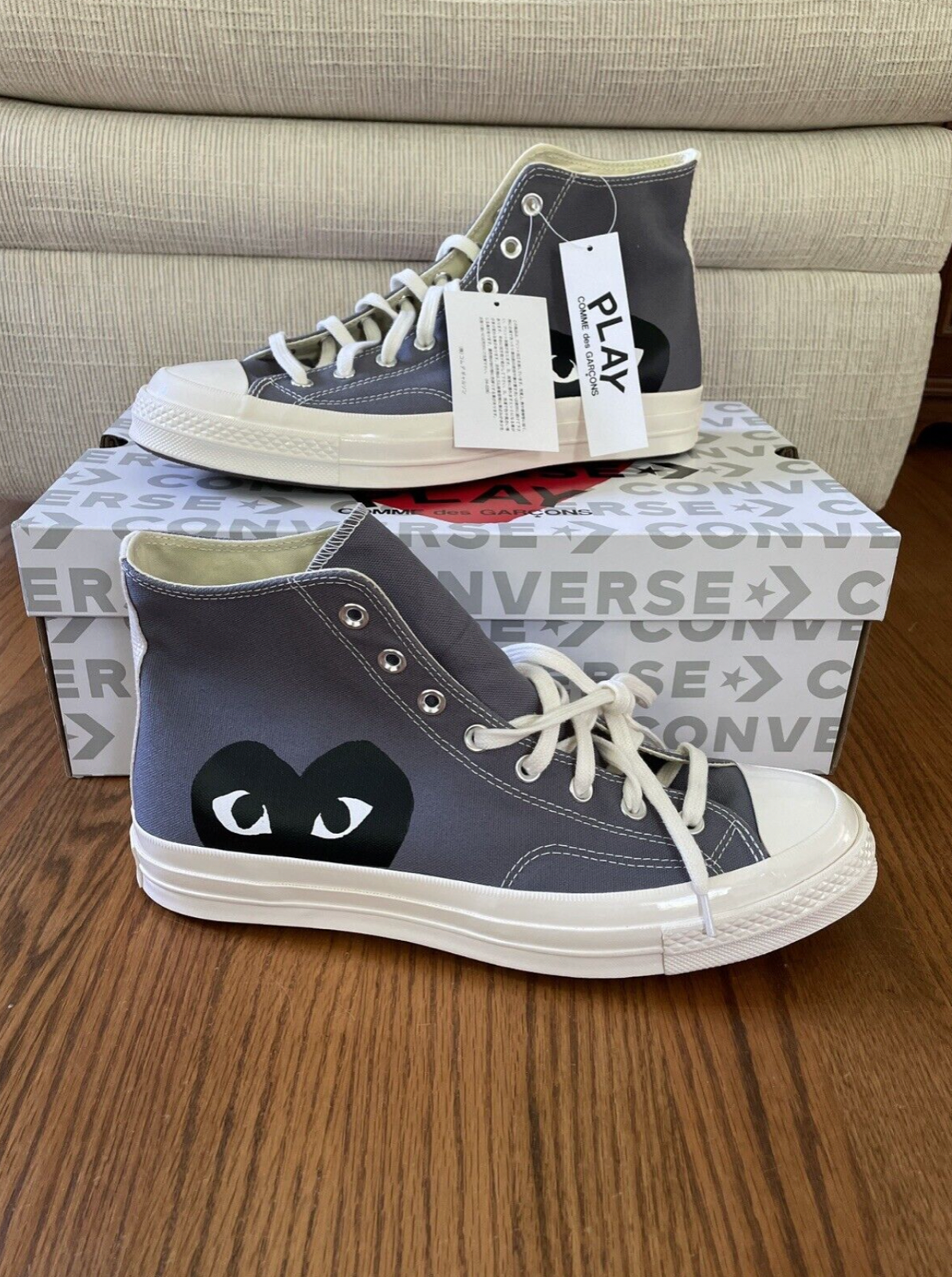 Converse x Comme des Garcons PLAY Chuck Taylor All-Star Hi Gray Sizes 3-12 | eBay