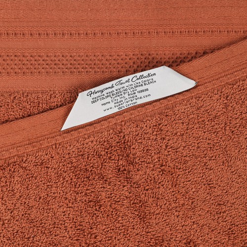 Honeycomb Textured Waffle Border Cotton Medium Weight Bath Towels Set of 4 - Picture 64 of 94