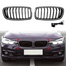 KÜHLERGRILL EINZELSTEG GLANZ SCHWARZ FÜR BMW 3ER F30 F31 2011-2019 MIT LED-LICHT