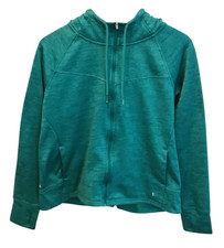 Danskin Hoodie Womens L 12-14 Teal Full Zip Fleece Sweater