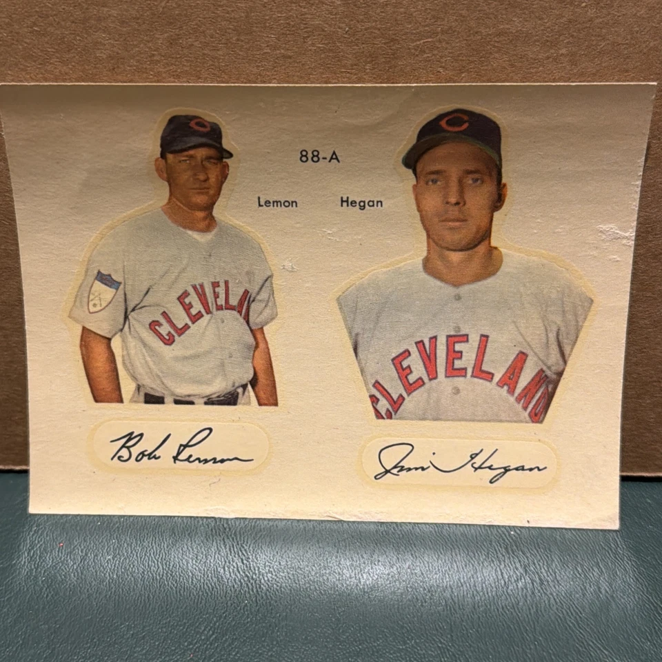 Calcomanía Star-Cal 1952 Bob Lemon/Jim Hegan 88-A Cleveland Indians Foto 3 de 4