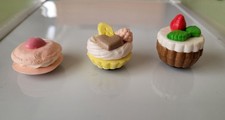 Handmade Refrigerator Fridge Magnet - Set of 3 Miniature Cupcake and Macaroon