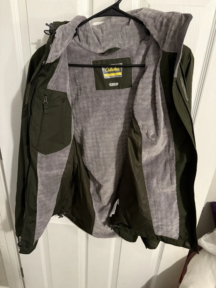 Cabelas Army Green Fleece Lined Hooded Double Layered 4 Most Quick Dry Coat S - Image 4 of 4