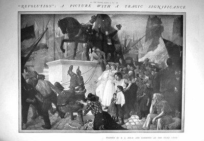 Original Old Antique Print 1910 Scene Revolution Fighting Jonas Prin 20th