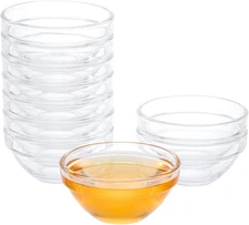 3" Clear Glass Pinch Bowls, 10 Pack 2.5Oz Small Prep Dishes Stackable Ingredient