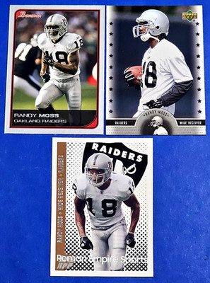 2006 Topps & 2005 Upper Deck - Randy Moss - Oakland Raiders - 3 Pc HOF Set
