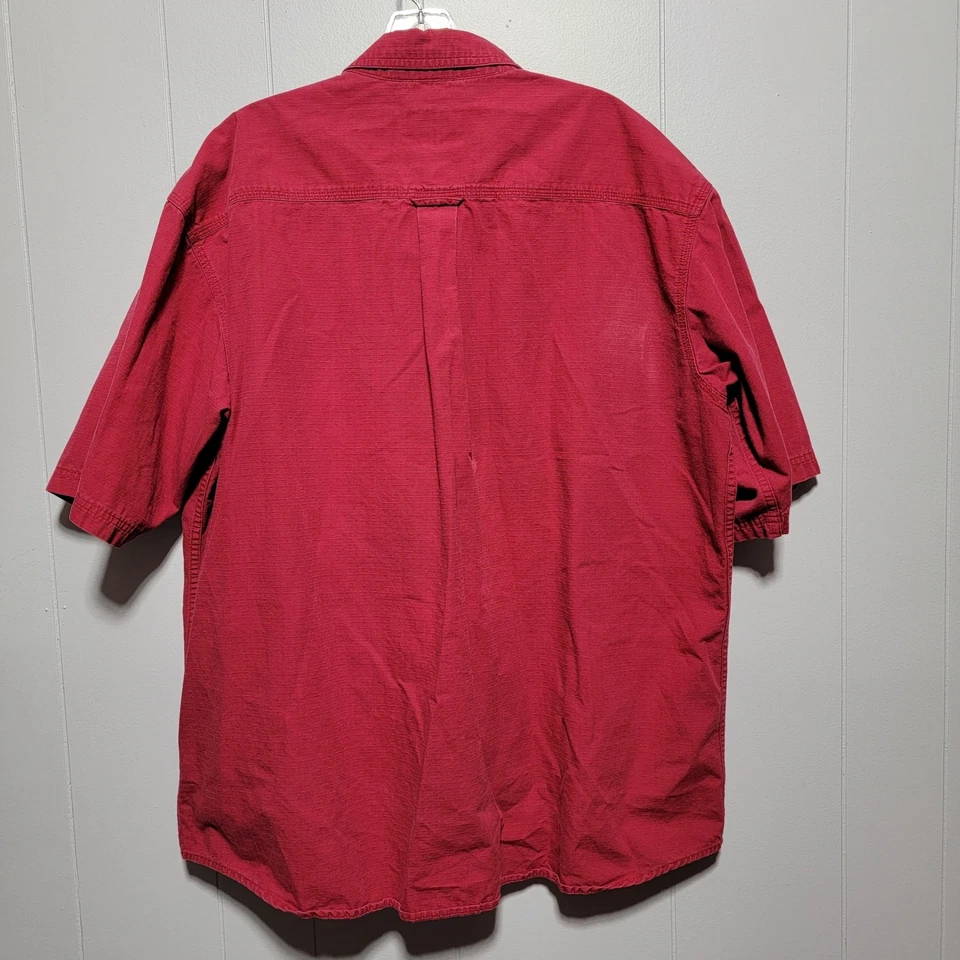 Red Head Mens Red Short Sleeve Button Up Shirt for Fishing Fisherman Size XL - Image 3 of 4
