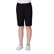 French Toast Girls Adjustable Waist Stretch Twill Bermuda Short, Black,10.5 Plus