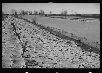 Photo:Tiptonville Tennessee 1937 Mississippi River Levee Sandbags Flood