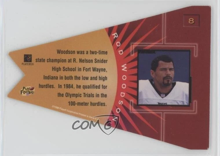 1998 Playoff Contenders Pennants Green Rod Woodson #8 HOF - Image 2 of 2