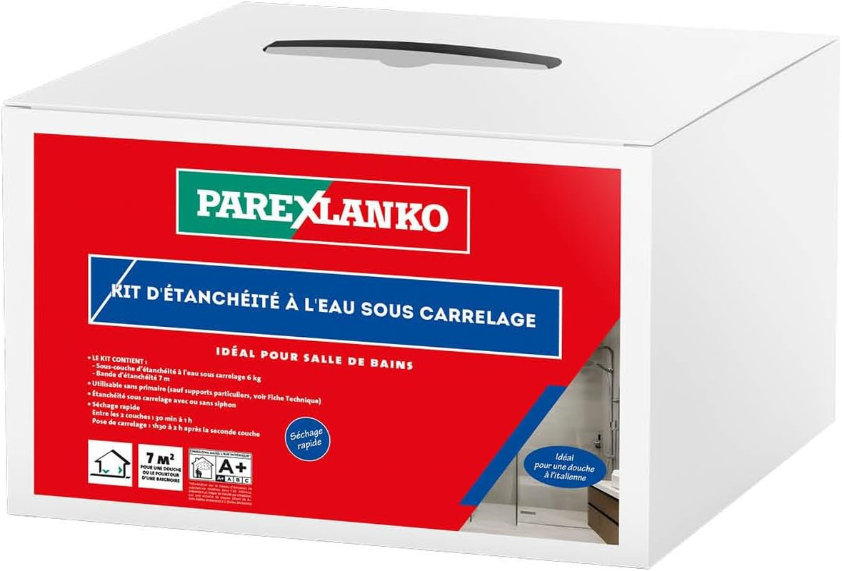 Kit d'étanchéité sous carrelage membrane élastique liquide avec bande de pontage