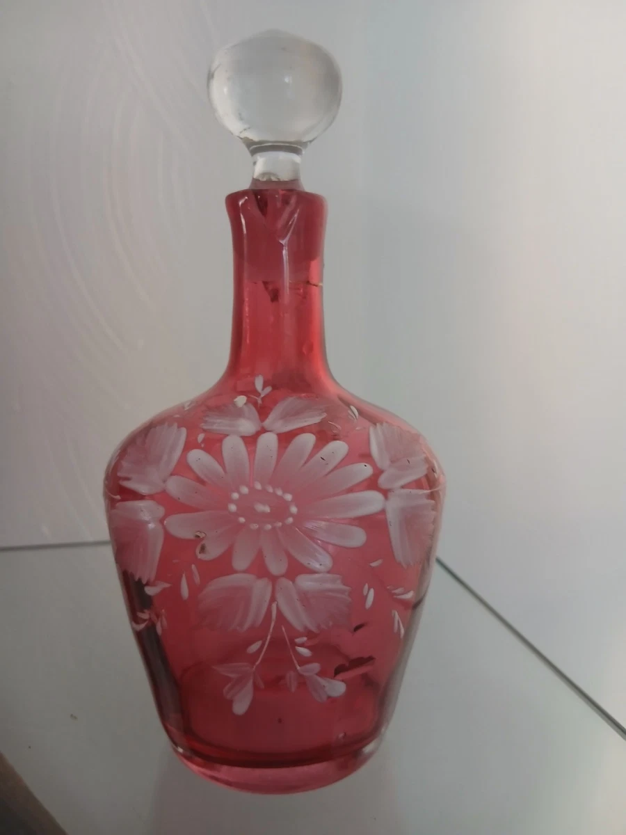 Flacons de parfum anciens en verre églomisé - brocante française - - France