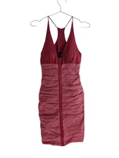 Nicole Miller Collection Bustier Racerback Ruched Bodycon Cocktail Dress Sz 4