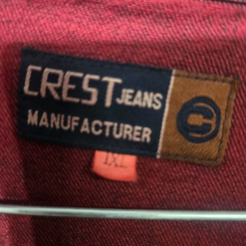 Crest Jeans Ombre Denim Giacca XXL Rosso Nero Sfumato Bottoni Streetwear - Foto 3 di 8