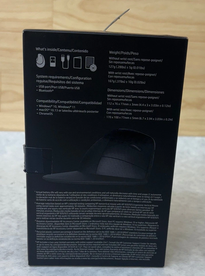 HP 920 Ergonomic Vertical Mouse Wireless 5 Buttons 6H1A4AA#ABA - Image 4 of 4