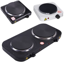 Electric Countertop Single/Double Burner 2000W Cooktop Cast Iron Hot Plates