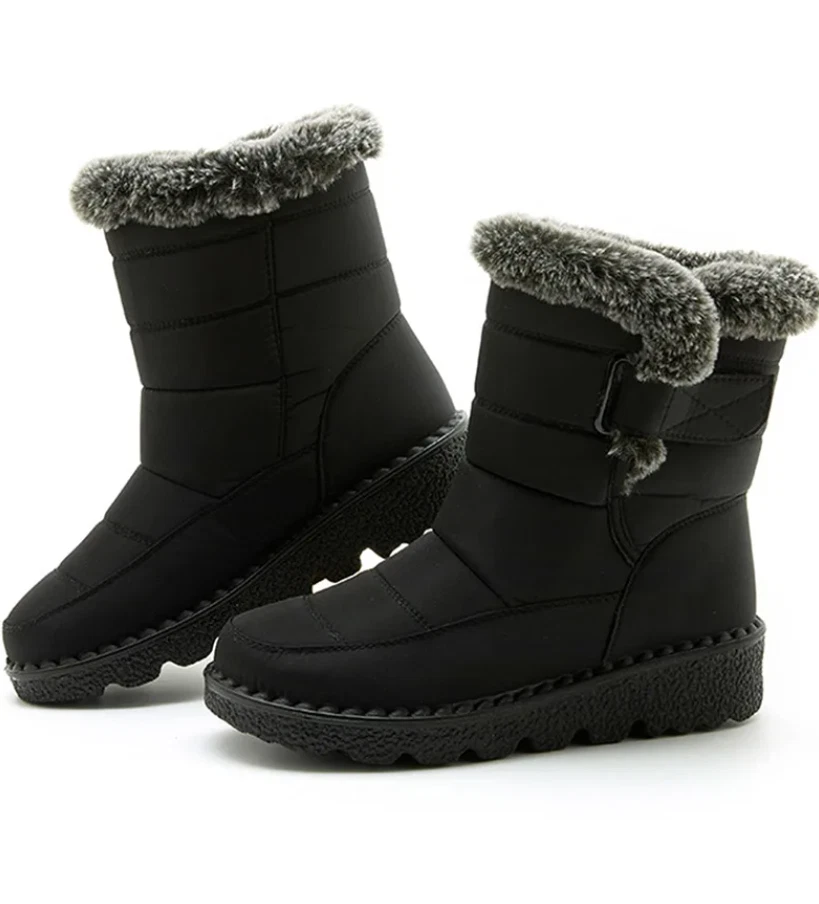Mujeres Impermeables Invierno Botas para Nieve Cálidas Felpa Forradas Antideslizantes Zapatos al Tobillo Foto 2 de 4