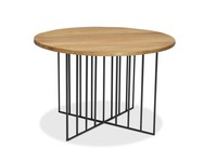 Couchtisch Wohnzimmertisch Malia Metallgestell Massivholz Eichenholz Ø75 Cm Rund