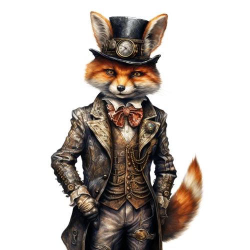 Steampunk Fox Steam Punk Animal Self Adhesive Vinyl Sticker