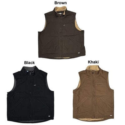 Lee Men's Faux Sherpa Lined Full Zip Canvas Workwear Vest w/ Pockets