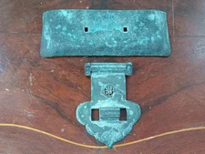 Antique Vintage Asian Aged Copper Trunk Lock Latch Hasp Parts Pieces 5 1/8" L