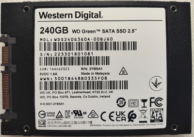 WD Green SSD 240GB SATA III 2,5'' WDS240G3G0A Western Digital 145h Betriebsstunde