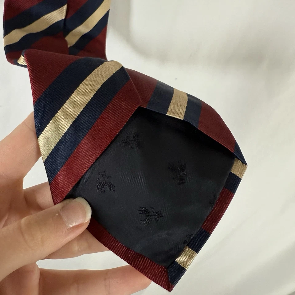 Corbata Brooks Brothers Makers para hombre 56" rojo azul rayas toda seda 4" de ancho Foto 3 de 4