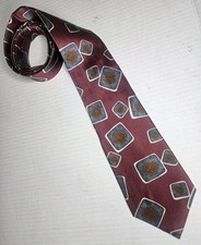 Christian Dior Monsieur Tie Mens Pink Geometric Squares 100% Silk Made In USA
