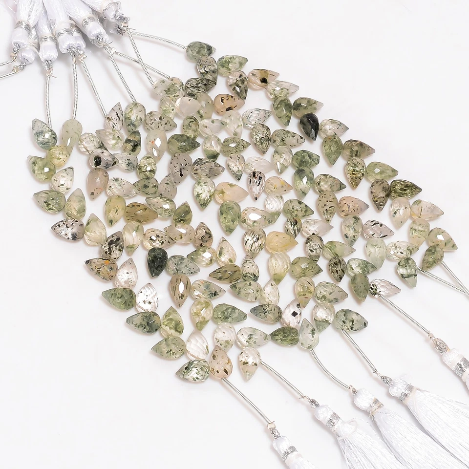 Rutile Moss Agate Gemstone Teardrop Shape Faceted Beads 10X6mm Strand 4" UGB-779 - Image 2 of 4