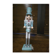 Light Blue Silver Christmas Nutcracker Wood Figurine 14.5in Medium